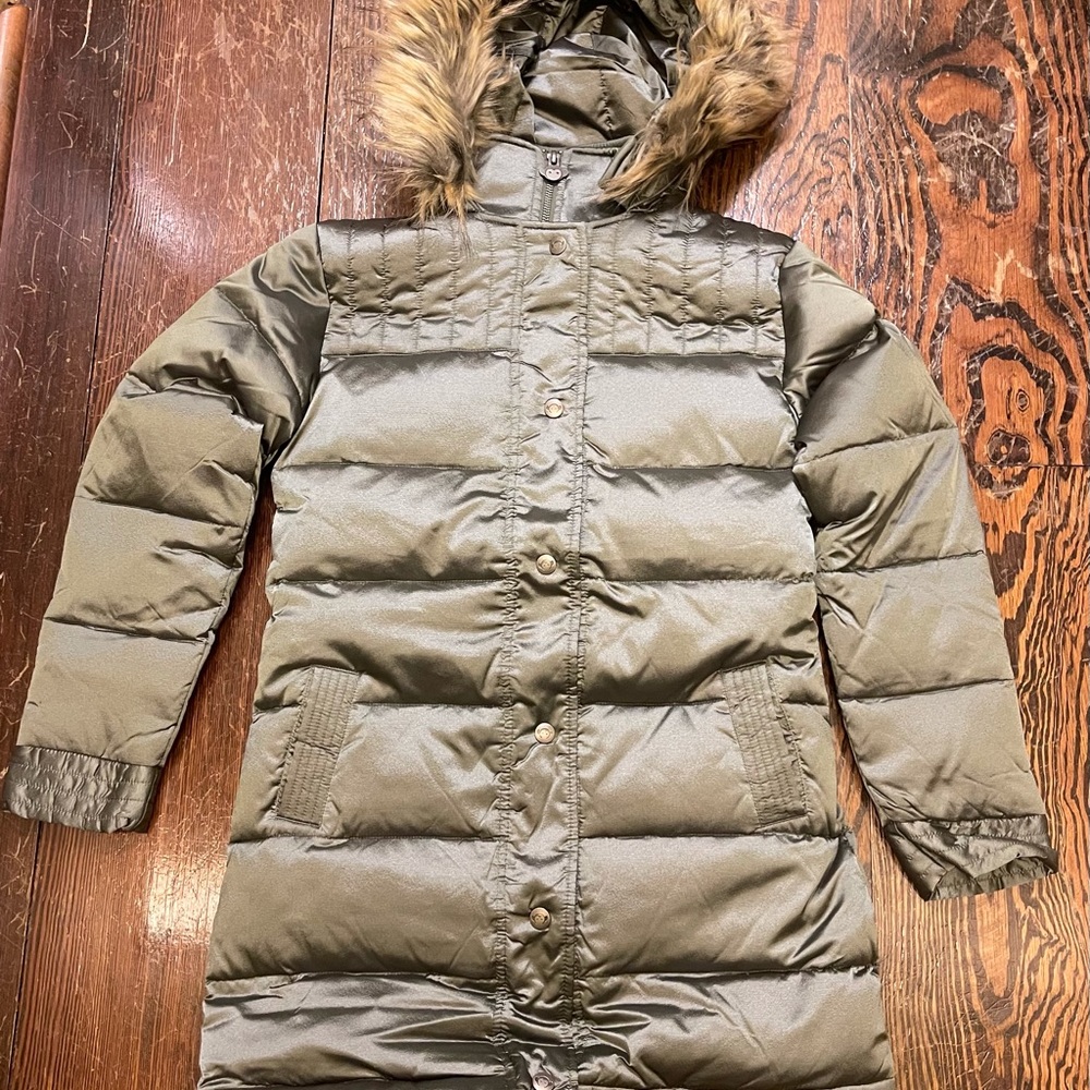 NWT Appaman kids down hooded puffer, olive green